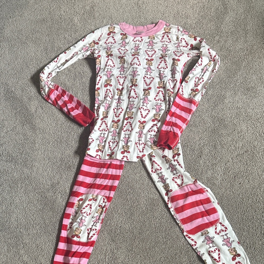 Hanna Andersson Cindy Lou Who Kids Pajama Set with Red and Pink Stripes